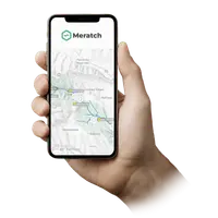Meratch mobile app showing a river-basin map