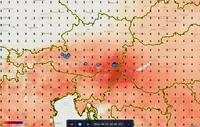 Flash-flood index map with reported events