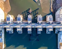 Dam seen from above at low water