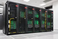 Racks of a high-performance computing cluster