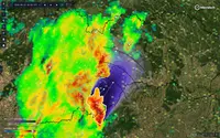 Radar nowcast of a storm with its projected track