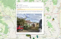 Damage Analyser map with a field-survey photo of storm damage