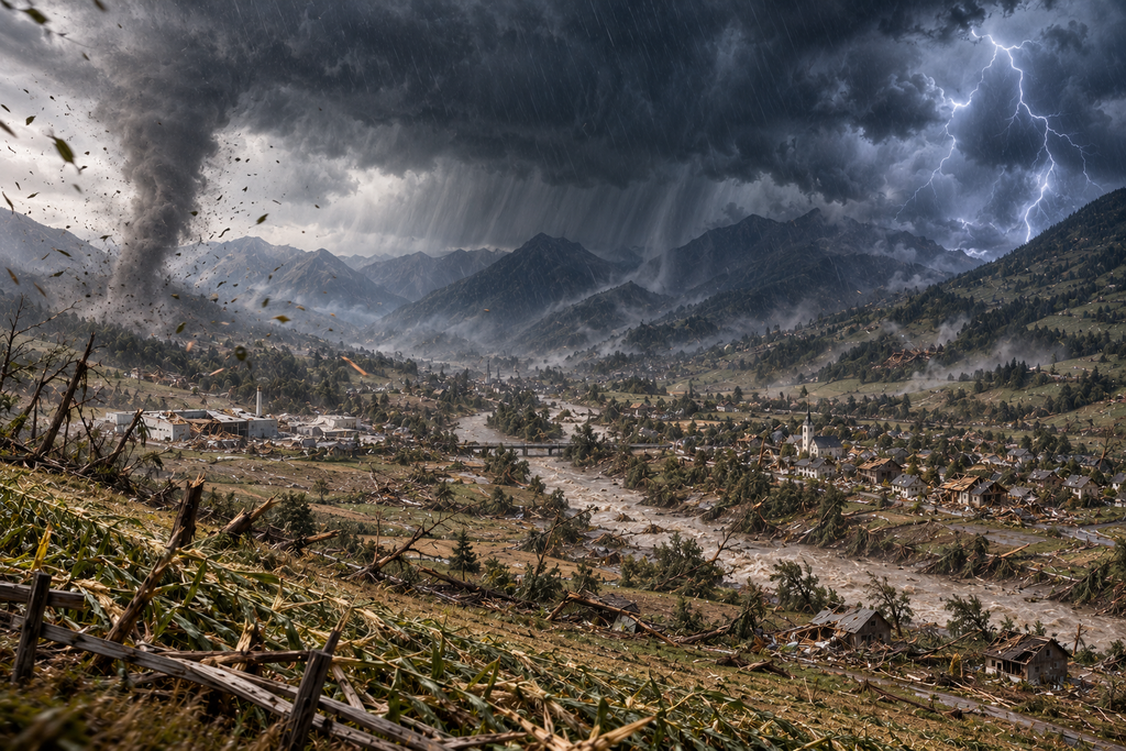  extreme weather - storms and wind destroying valley